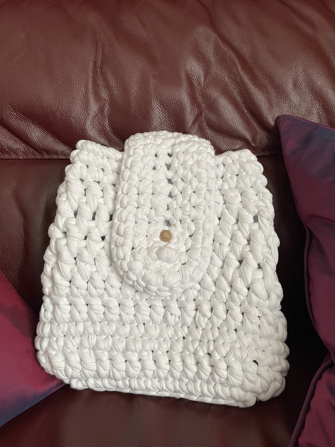 White crochet backpack