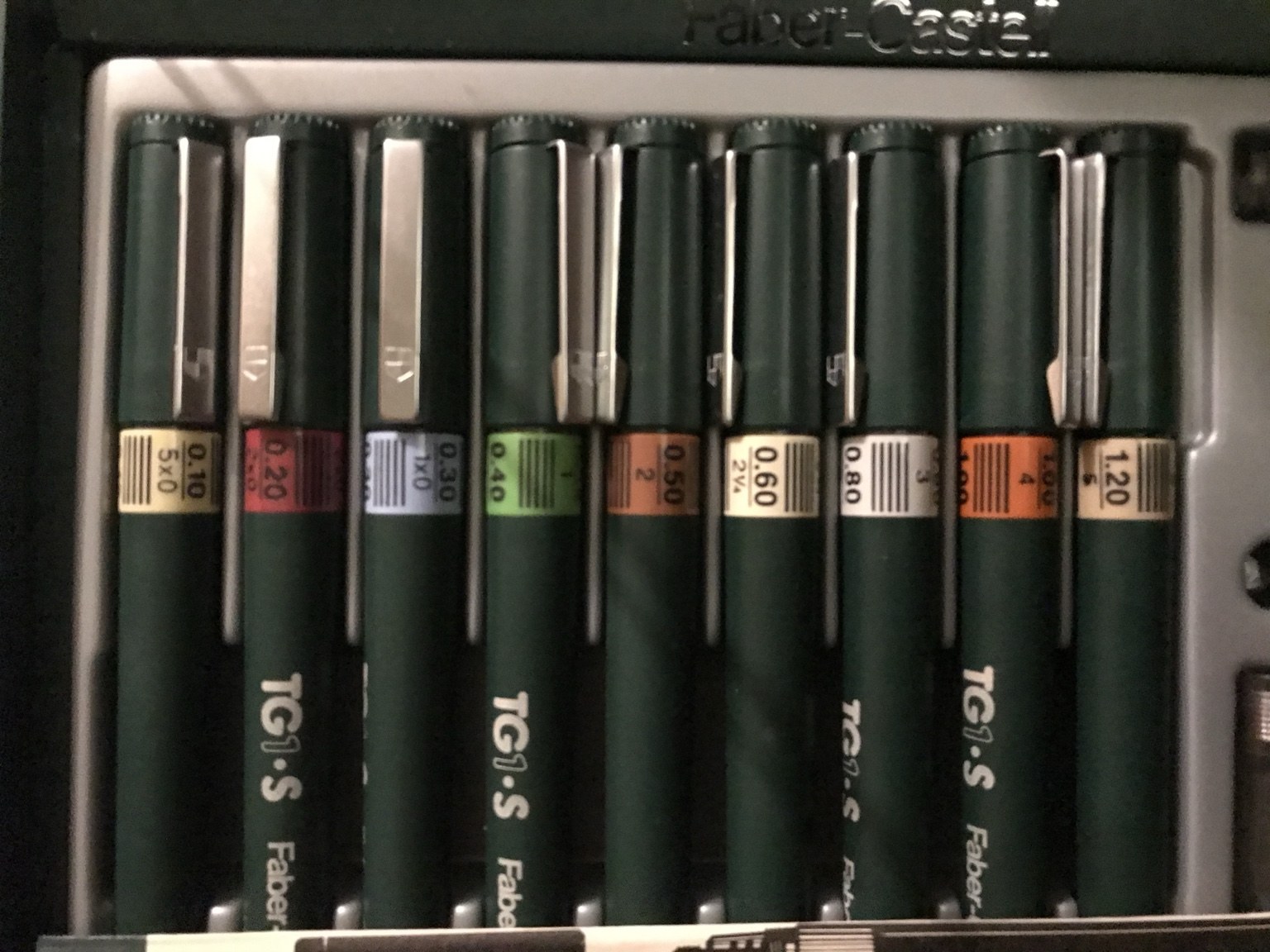 Set of Faber-Castell TG1-S technical drawing pens